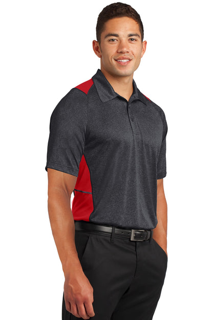Grph He/Tr Red Sport-Tek Heather Colorblock Contender Polo. ST665 plain