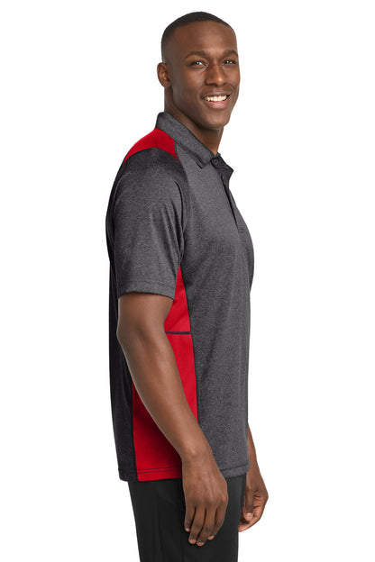Grph He/Tr Red Sport-Tek Heather Colorblock Contender Polo. ST665 plain