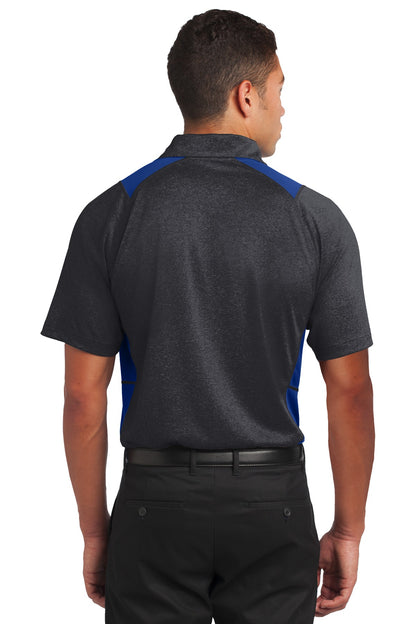 Grph He/Tr Roy Sport-Tek Heather Colorblock Contender Polo. ST665 plain