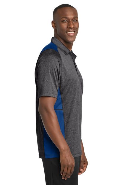 Grph He/Tr Roy Sport-Tek Heather Colorblock Contender Polo. ST665 plain