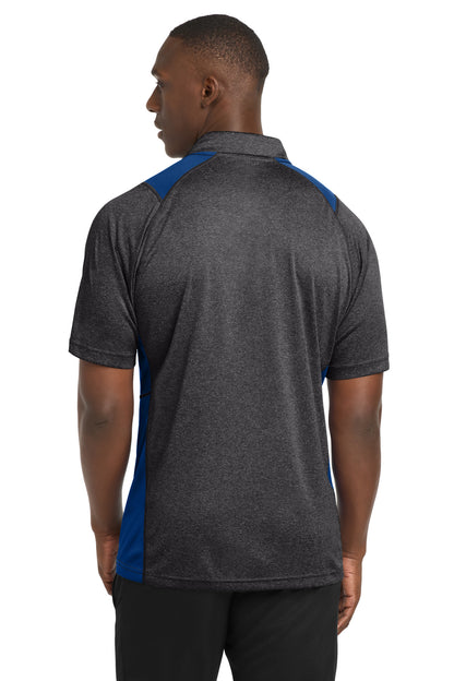 Grph He/Tr Roy Sport-Tek Heather Colorblock Contender Polo. ST665 plain