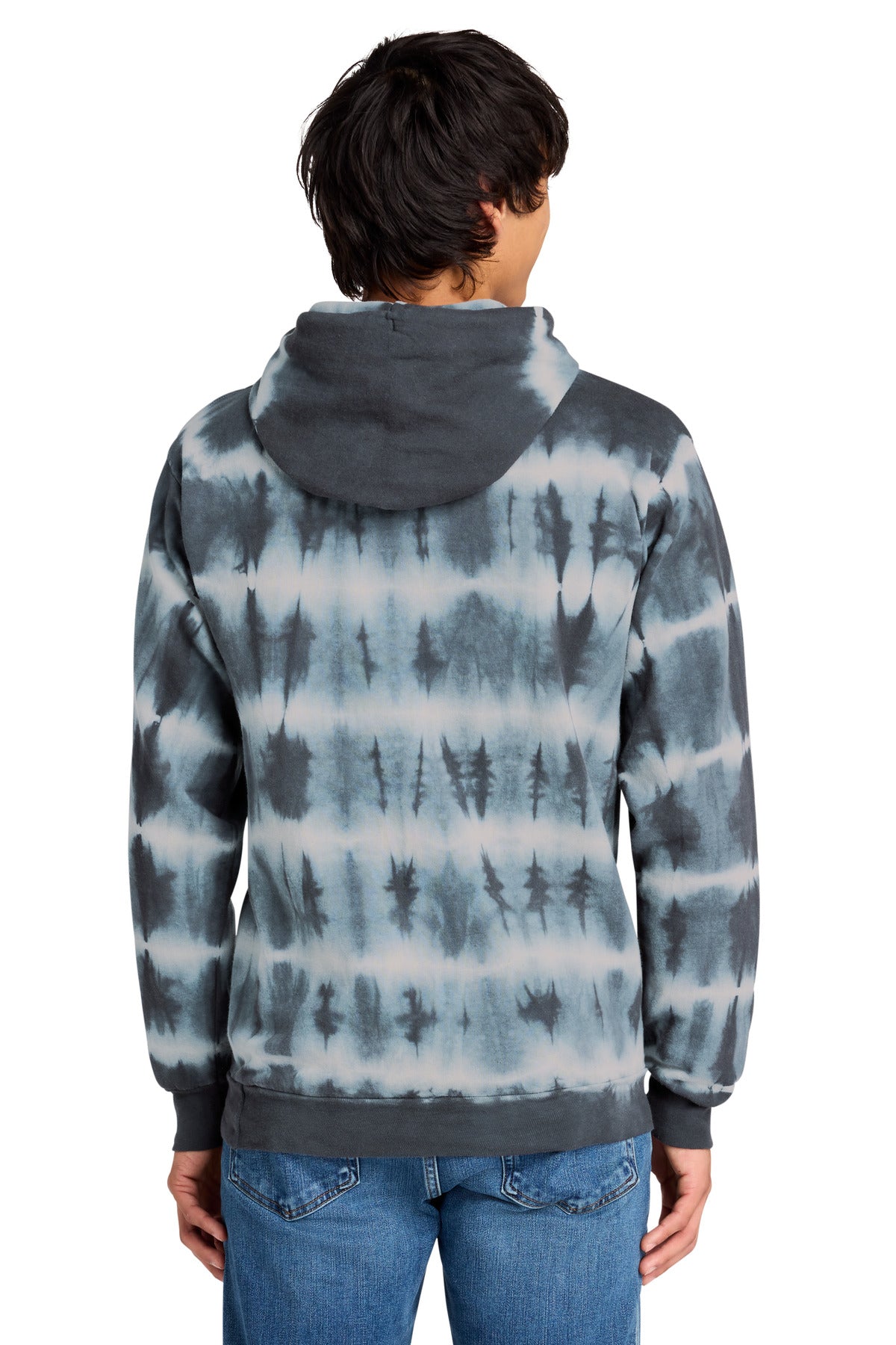 Grph/LtGry Port & Co Allover Stripe Tie-Dye Fleece PC143 plain