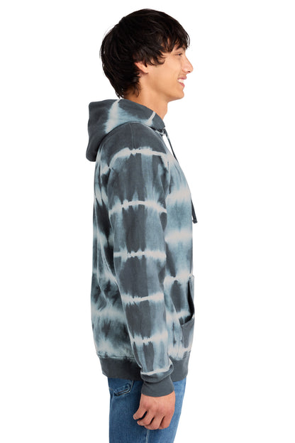 Grph/LtGry Port & Co Allover Stripe Tie-Dye Fleece PC143