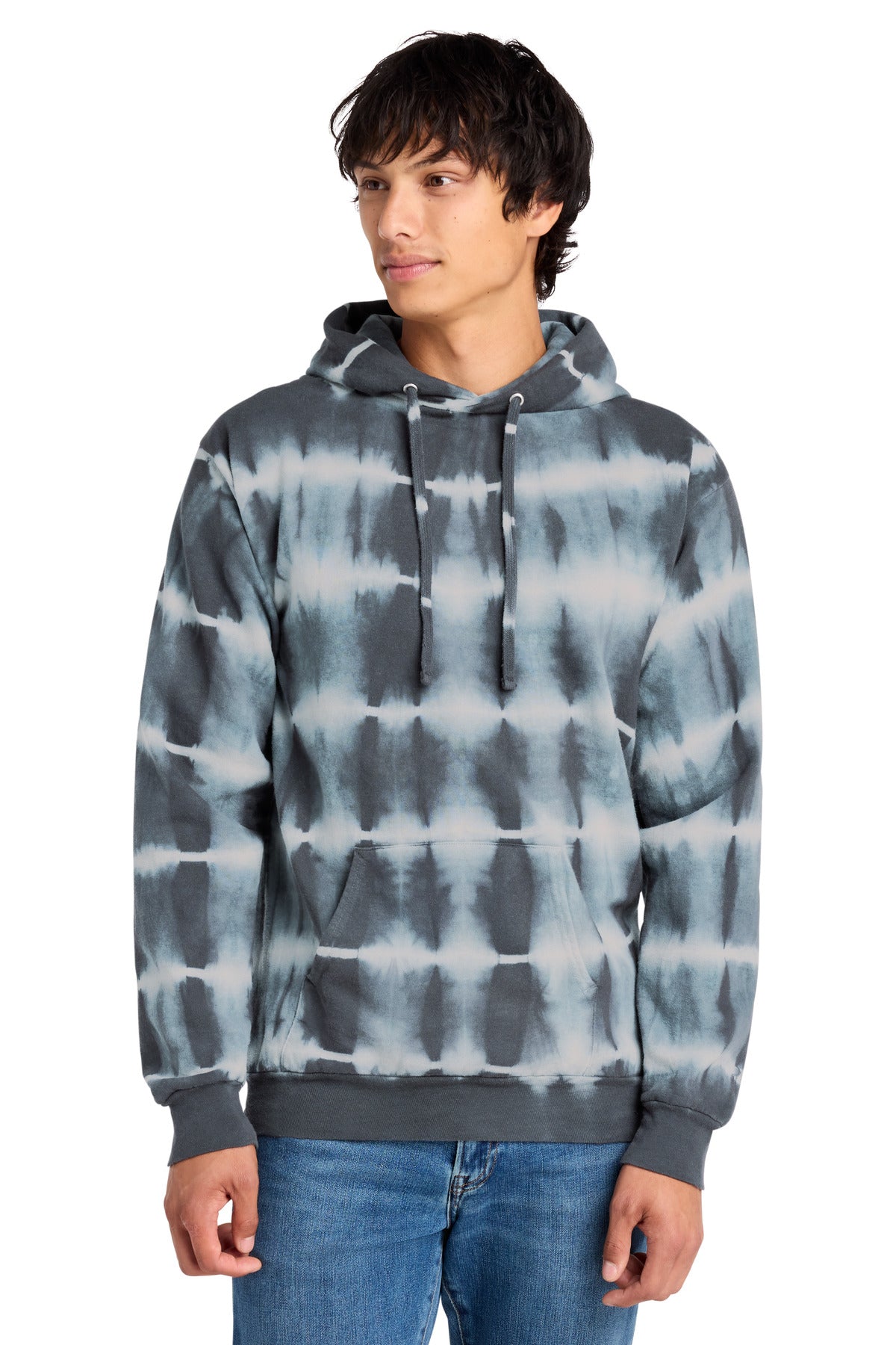 Grph/LtGry Port & Co Allover Stripe Tie-Dye Fleece PC143