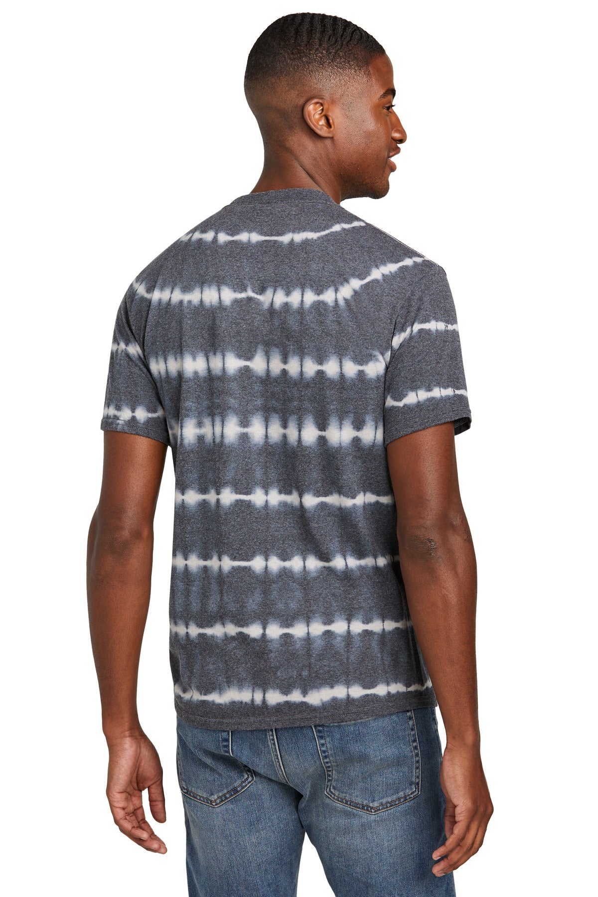 Grph/LtGry Port & Co Allover Stripe Tie-Dye Tee PC142 plain