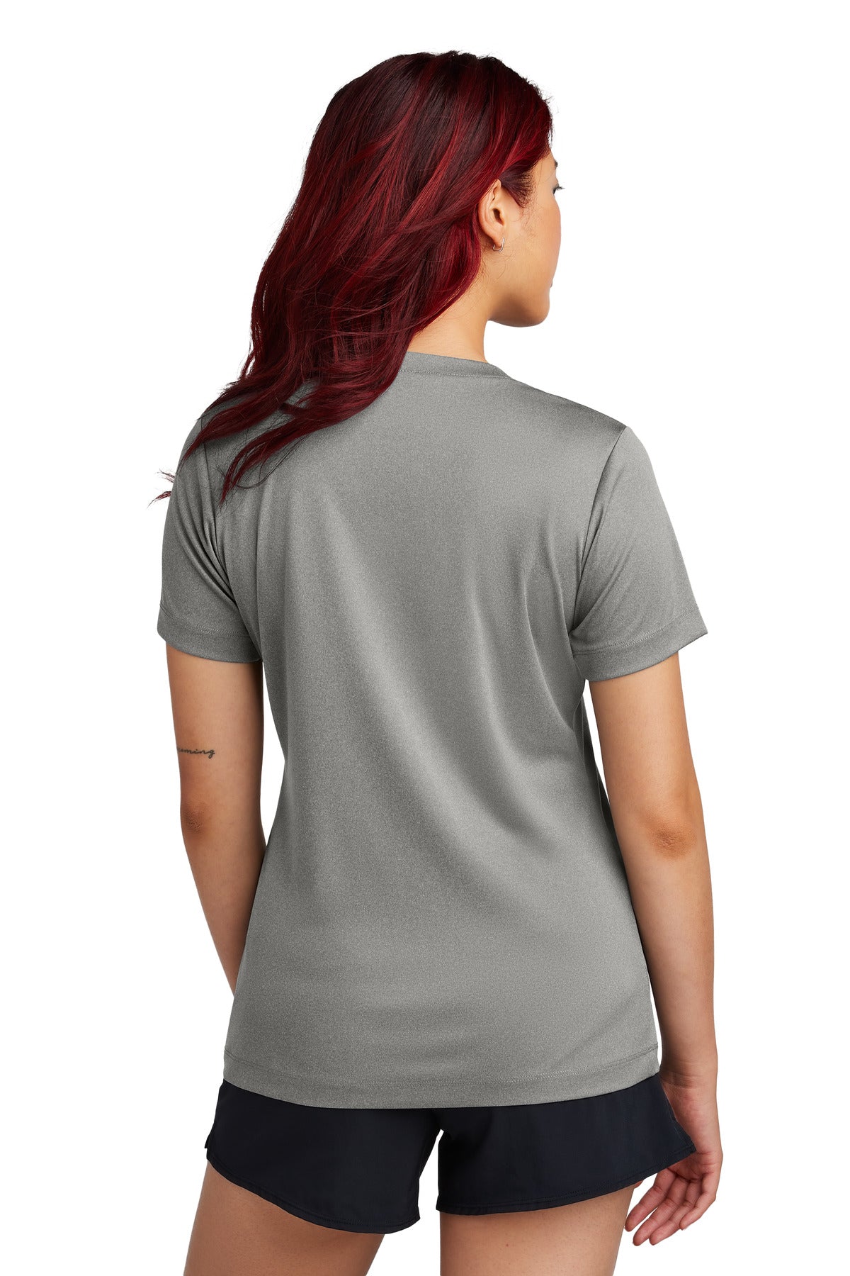 GryConHthr Sport-Tek Women's PosiCharge Competitor V-Neck Tee. LST353 plain