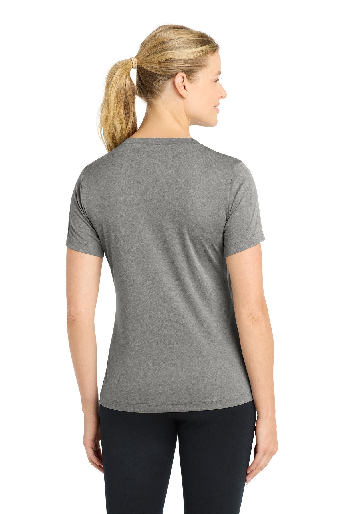 GryConHthr Sport-Tek Women's PosiCharge Competitor V-Neck Tee. LST353 plain