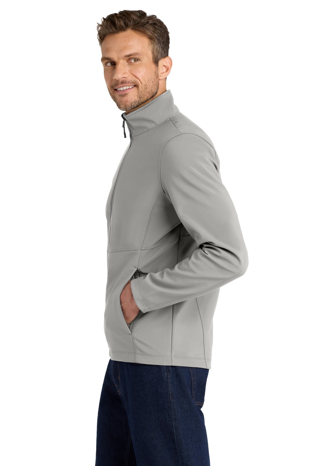 Gusty Grey Port Authority Collective Soft Shell Jacket. J901 plain