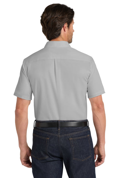 GustyGrey Port Authority Short Sleeve SuperPro React Twill Shirt. W809 plain