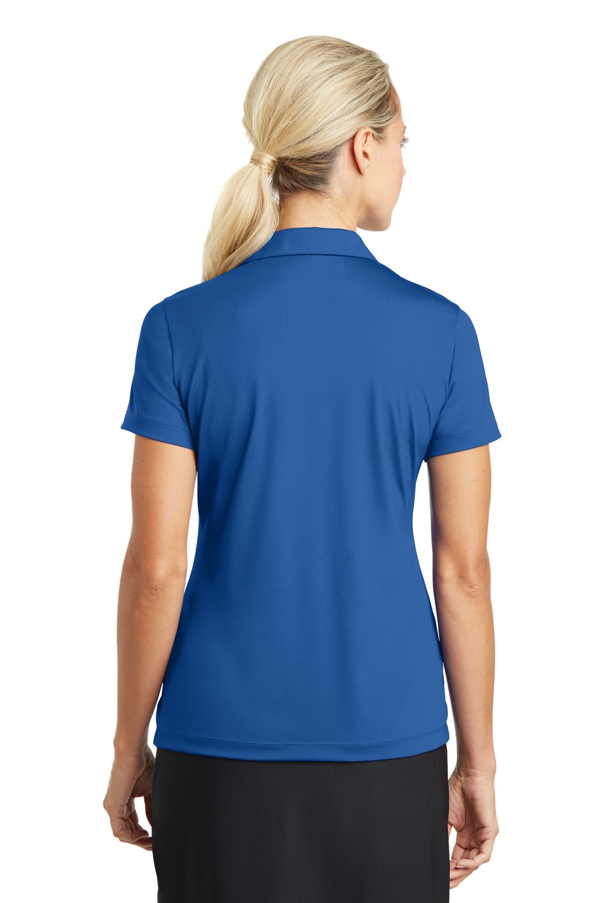 Gym Blue Nike Women's Dri-FIT Vertical Mesh Polo. 637165 plain