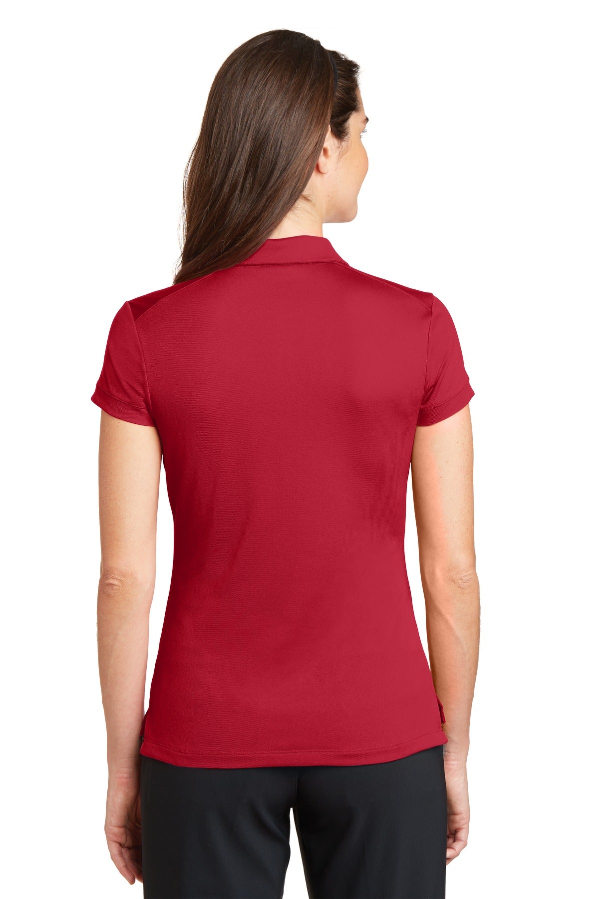 Gym Red Nike Women's Dri-FIT Solid Icon Pique Modern Fit Polo. 746100 plain