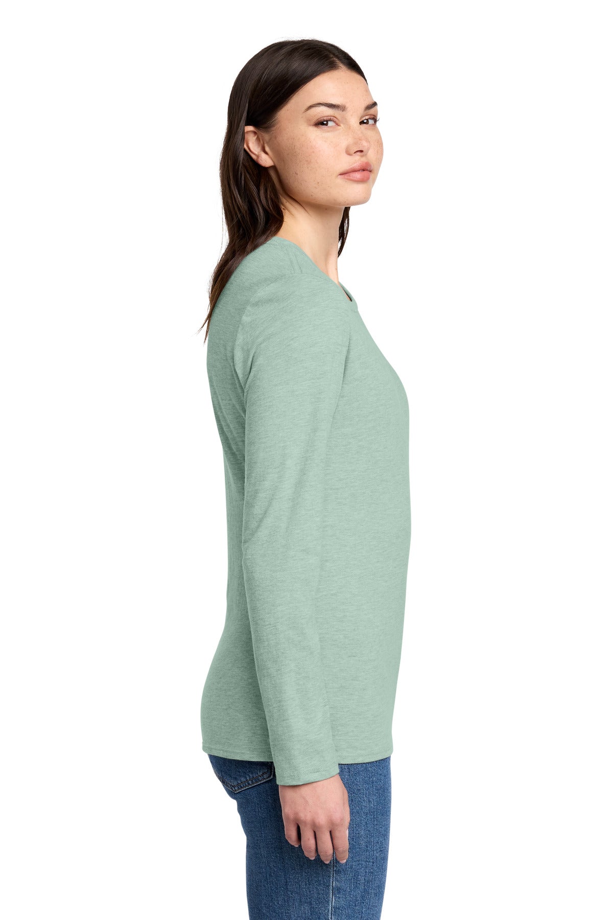 HdDstySage District Women's Perfect Blend CVC Long Sleeve Tee DT110 plain