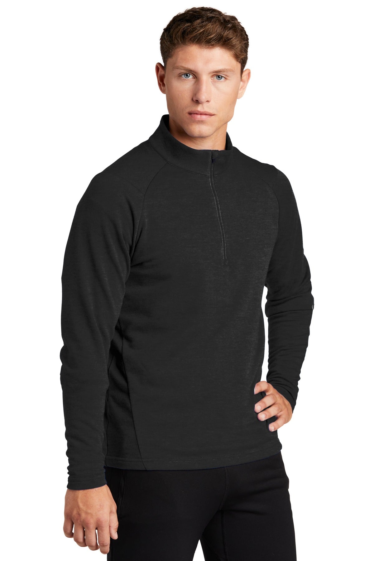 Heather Black Sport-Tek Lightweight French Terry 1/4-Zip Pullover. ST273 plain