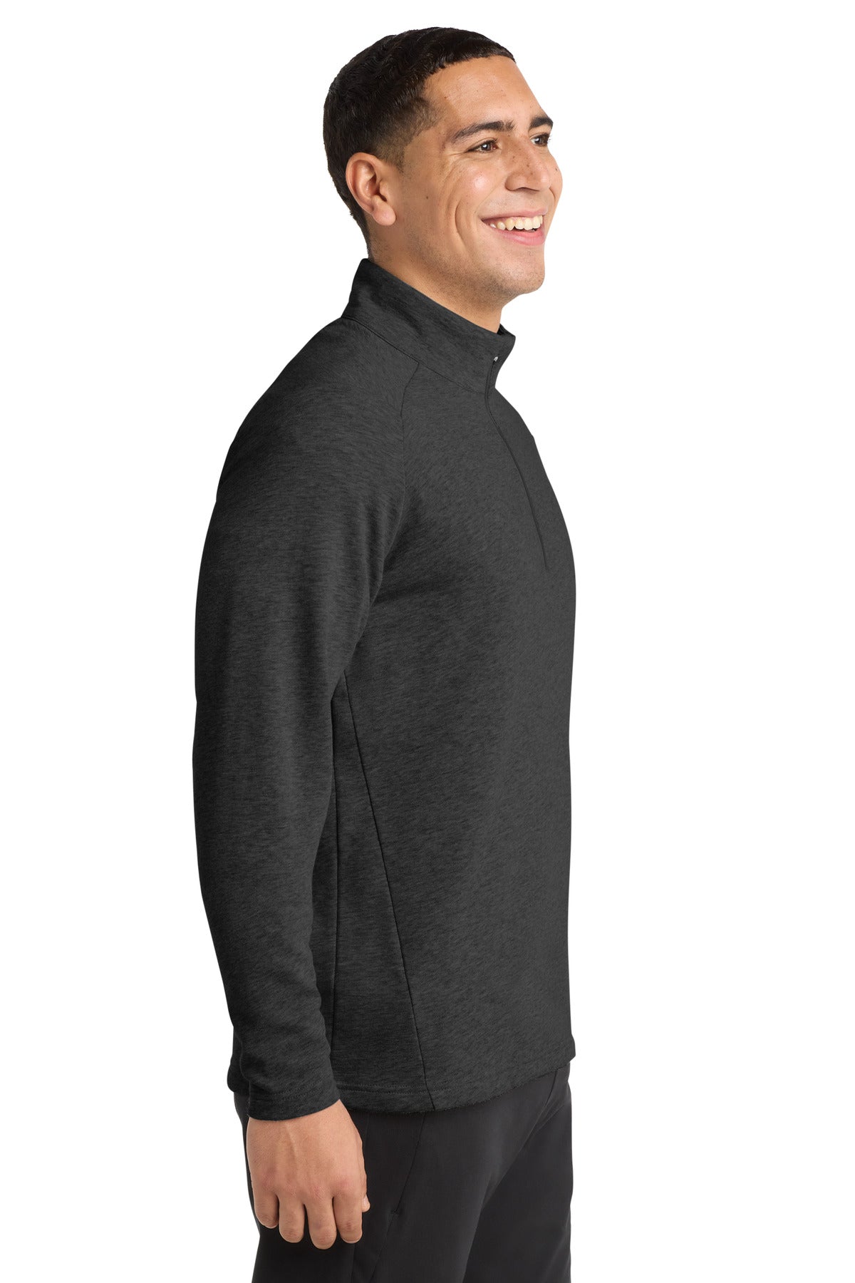 Heather Black Sport-Tek Lightweight French Terry 1/4-Zip Pullover. ST273 plain