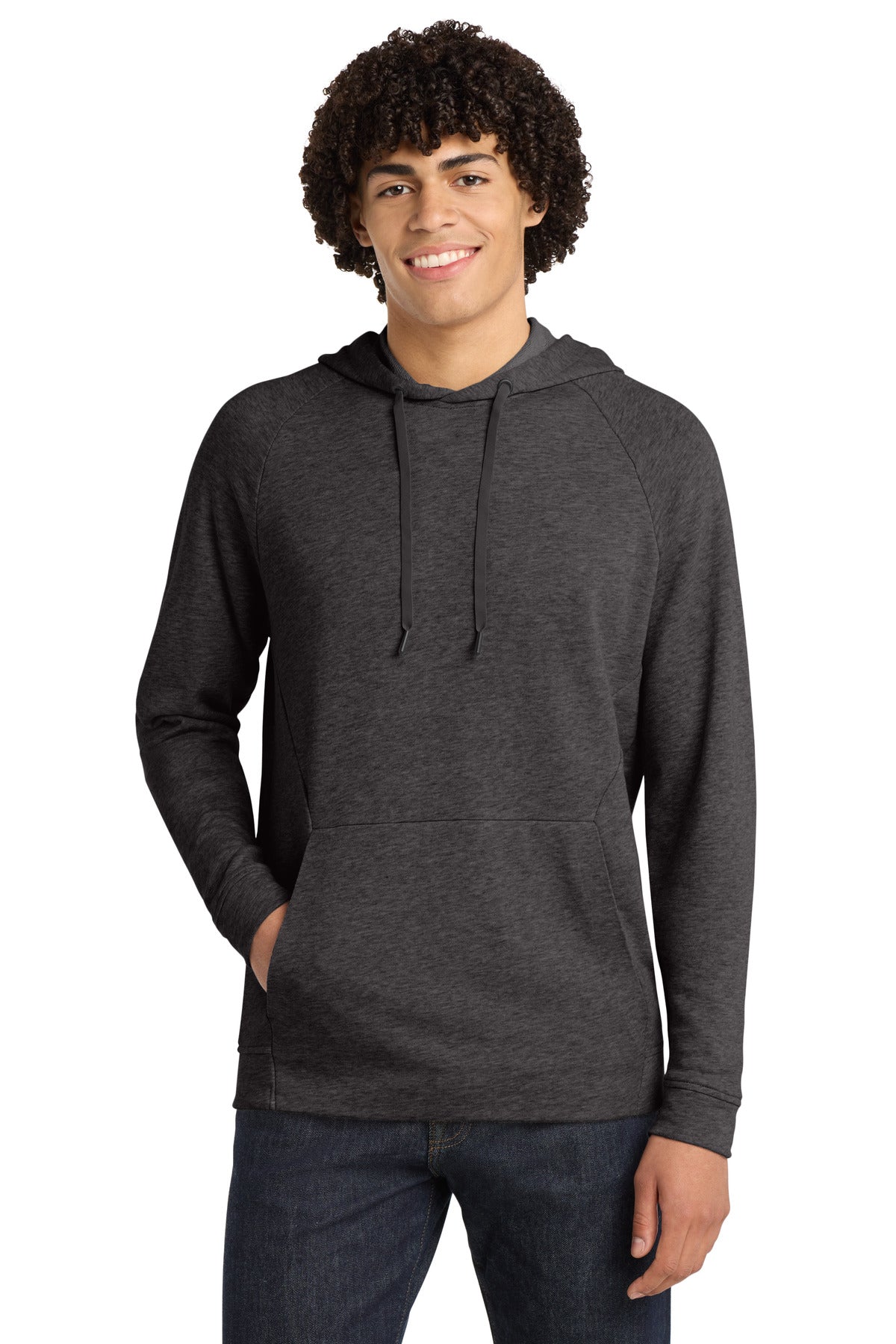Heather Black Sport-Tek Lightweight French Terry Pullover Hoodie. ST272 plain