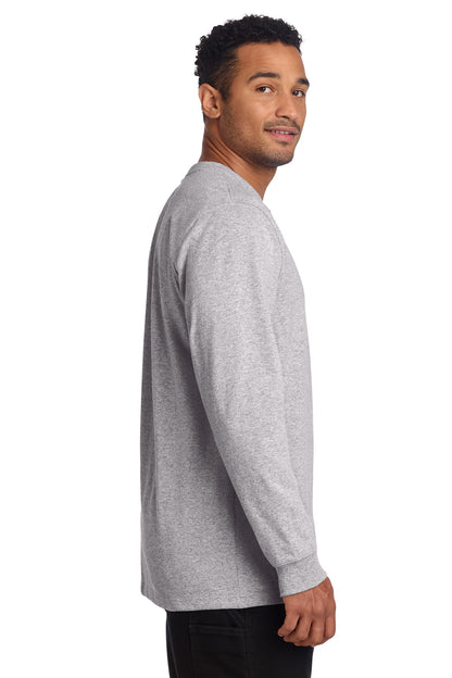 Heather Grey Carhartt Long Sleeve Henley T-Shirt CTK128 plain
