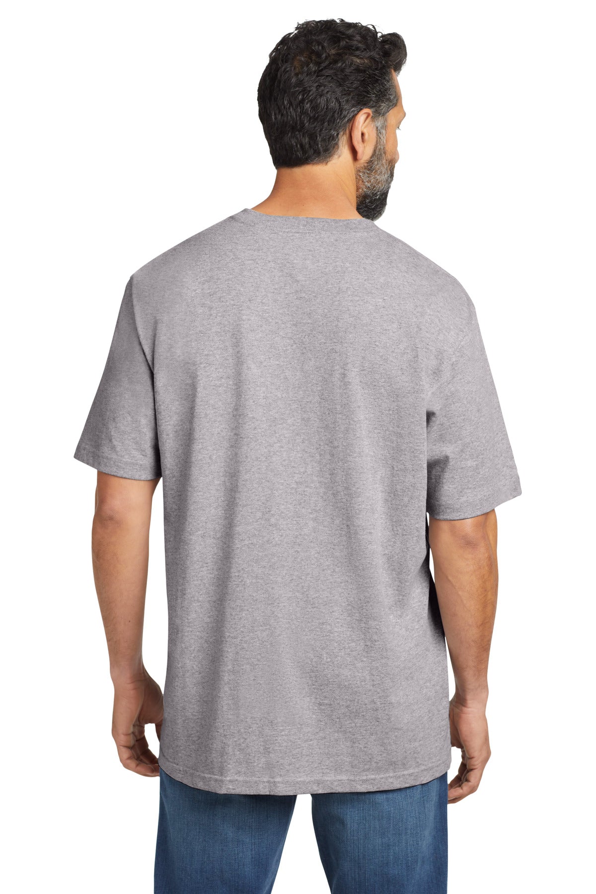 Heather Grey Carhartt Tall Workwear Pocket Short Sleeve T-Shirt. CTTK87 plain