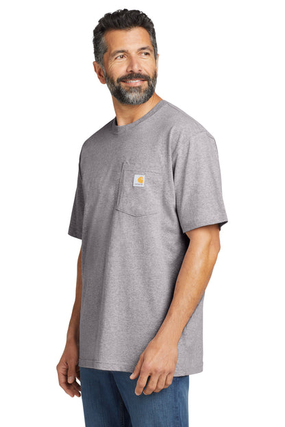 Heather Grey Carhartt Workwear Pocket Short Sleeve T-Shirt. CTK87 plain