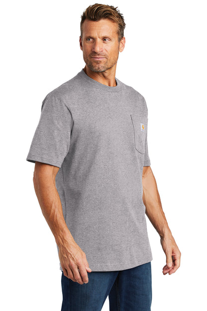 Heather Grey Carhartt Workwear Pocket Short Sleeve T-Shirt. CTK87 plain