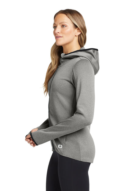 Heather Grey OGIO Women's Stealth Full-Zip Jacket. LOE728 plain