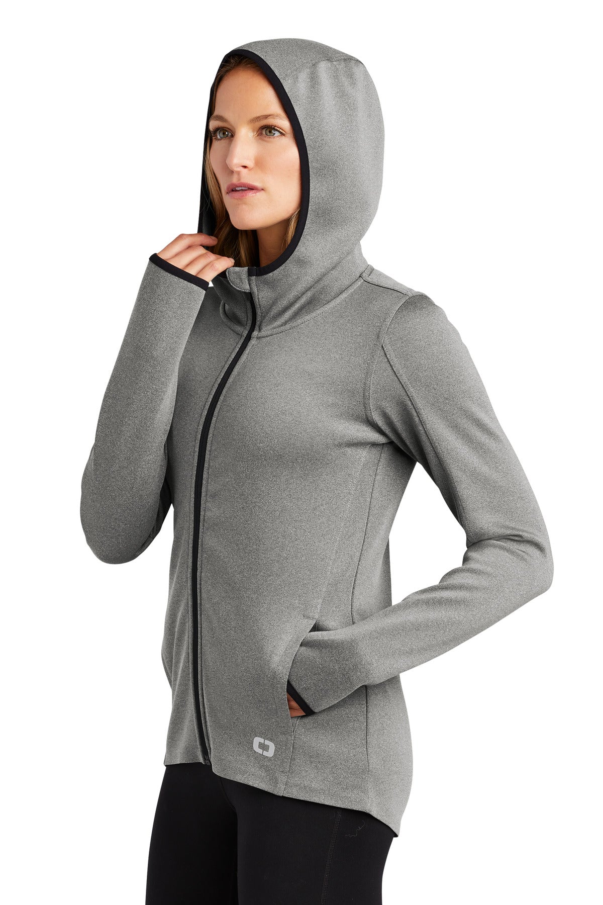 Heather Grey OGIO Women's Stealth Full-Zip Jacket. LOE728 plain