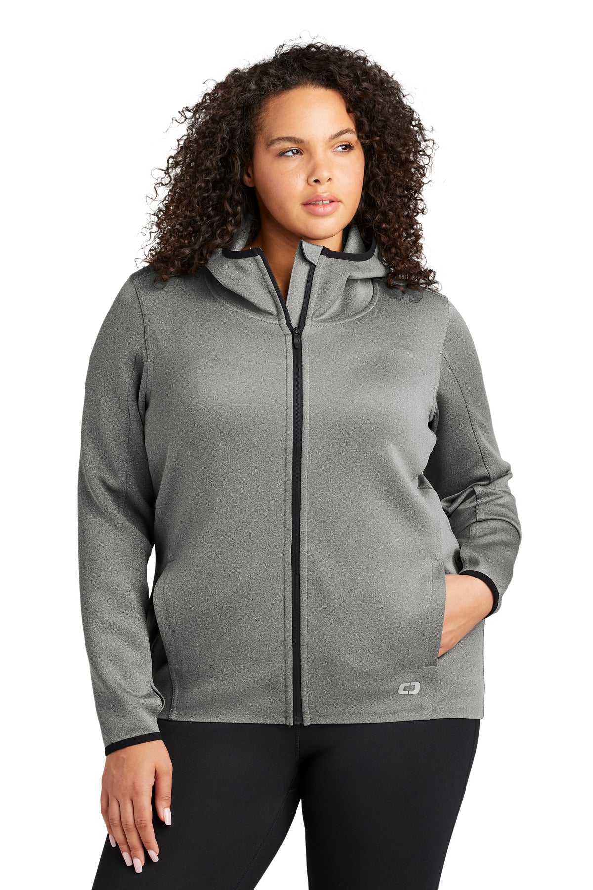 Heather Grey OGIO Women's Stealth Full-Zip Jacket. LOE728 plain