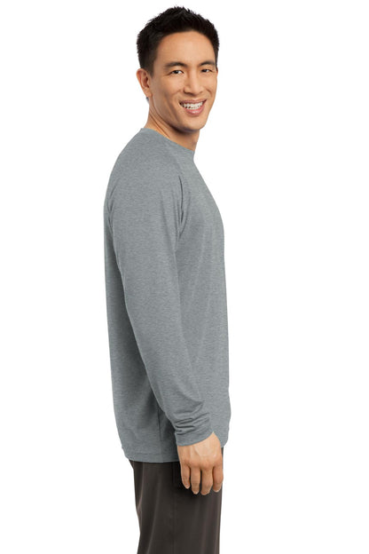 Heather Grey Sport-Tek Long Sleeve Ultimate Performance Crew. ST700LS plain