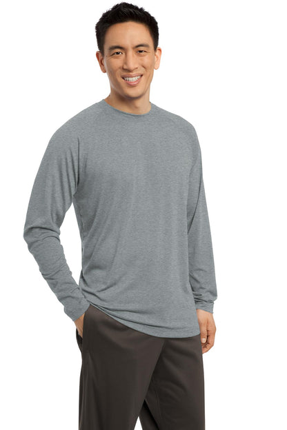 Heather Grey Sport-Tek Long Sleeve Ultimate Performance Crew. ST700LS plain