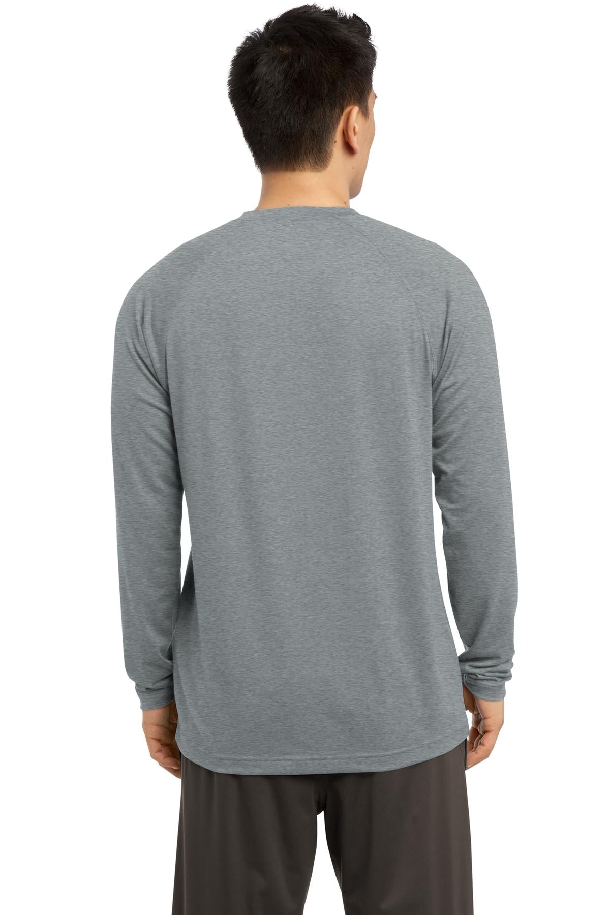 Heather Grey Sport-Tek Long Sleeve Ultimate Performance Crew. ST700LS plain