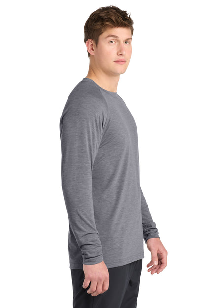 Heather Grey Sport-Tek Long Sleeve Ultimate Performance Crew. ST700LS plain