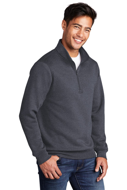 Heather Navy Port & Co Core Fleece 1/4-Zip Pullover Sweatshirt PC78Q