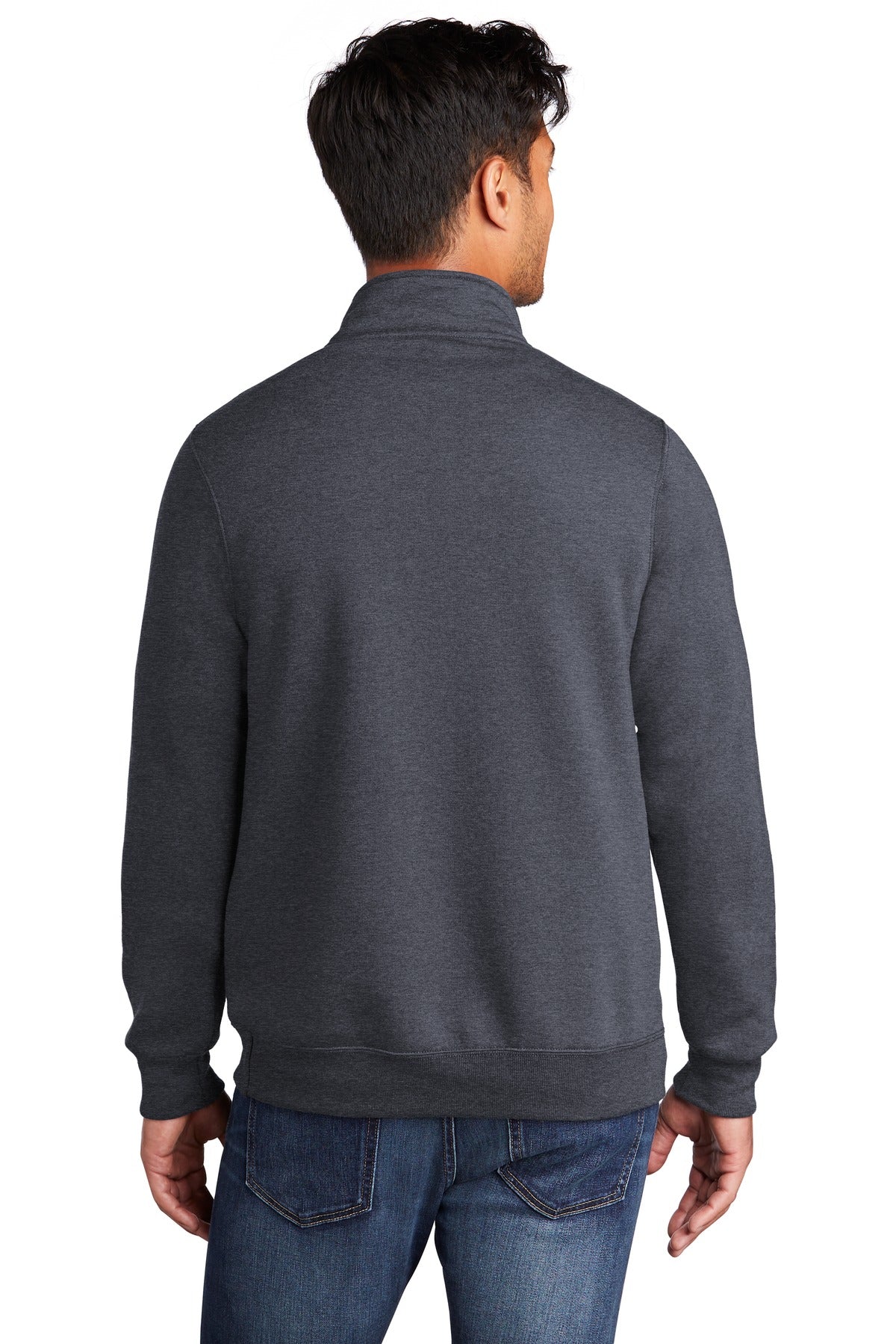 Heather Navy Port & Co Core Fleece 1/4-Zip Pullover Sweatshirt PC78Q