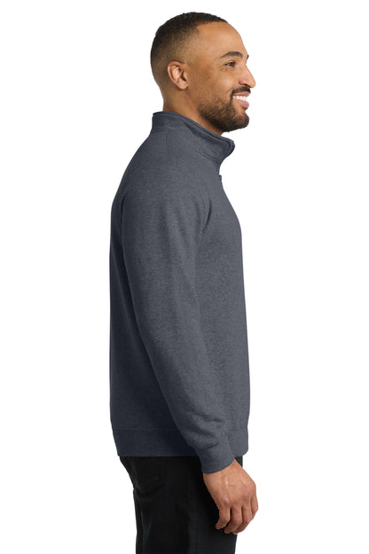 Heather Navy Port & Co Core Fleece 1/4-Zip Pullover Sweatshirt PC78Q