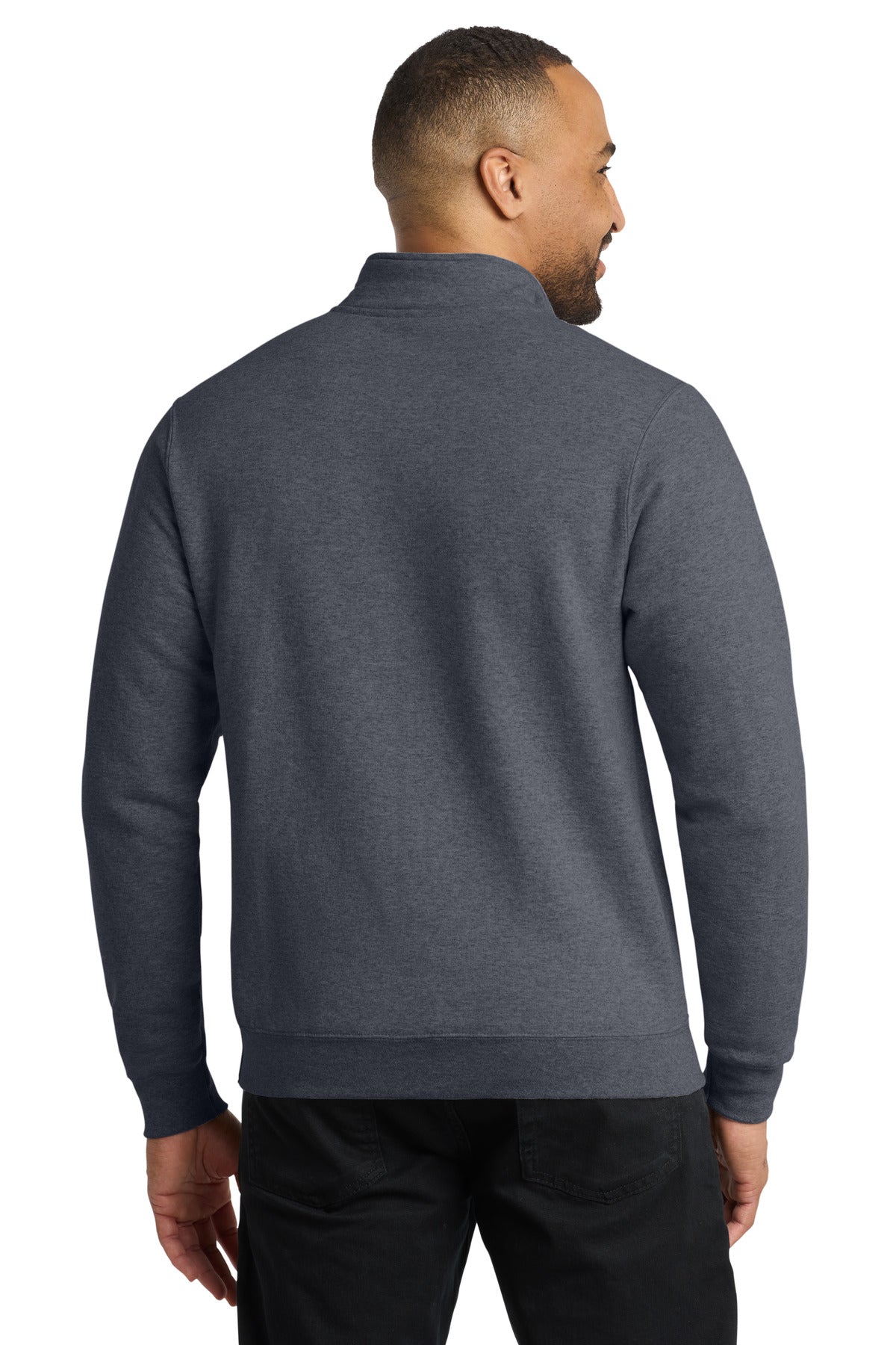 Heather Navy Port & Co Core Fleece 1/4-Zip Pullover Sweatshirt PC78Q