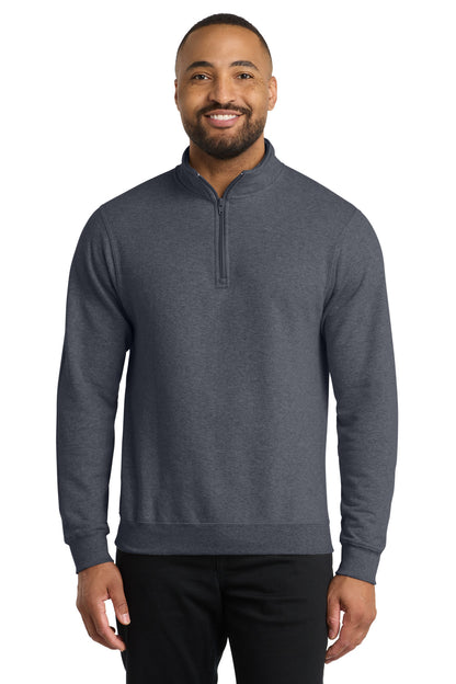 Heather Navy Port & Co Core Fleece 1/4-Zip Pullover Sweatshirt PC78Q