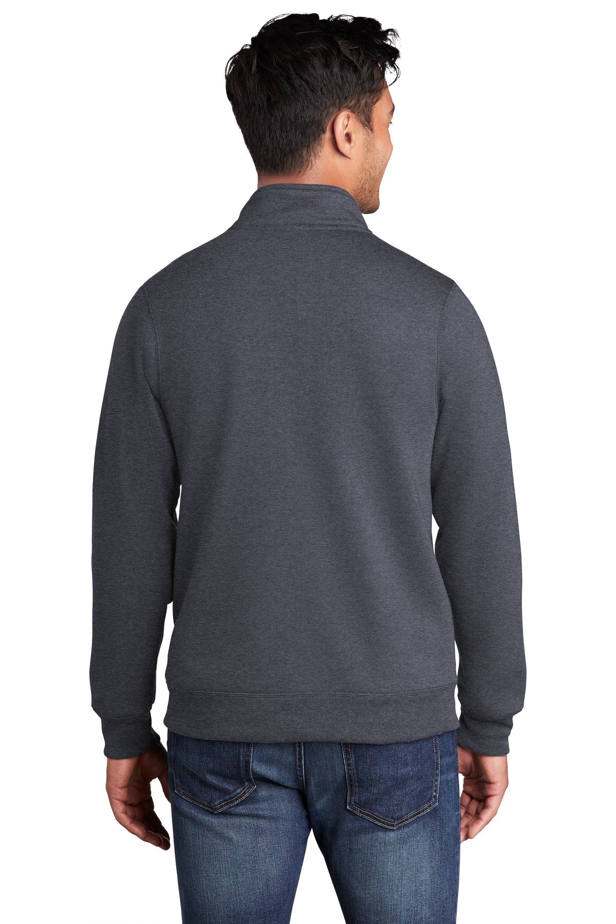 Heather Navy Port & Co Core Fleece Cadet Full-Zip Sweatshirt PC78FZ plain
