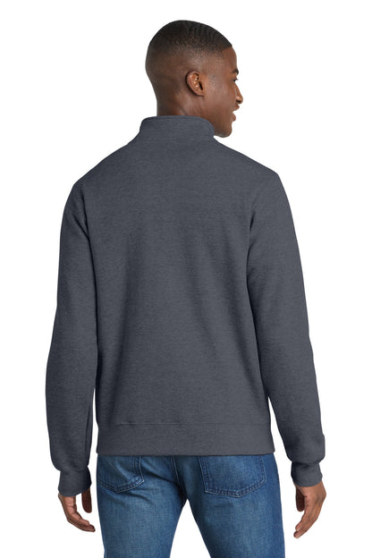 Heather Navy Port & Co Core Fleece Cadet Full-Zip Sweatshirt PC78FZ plain