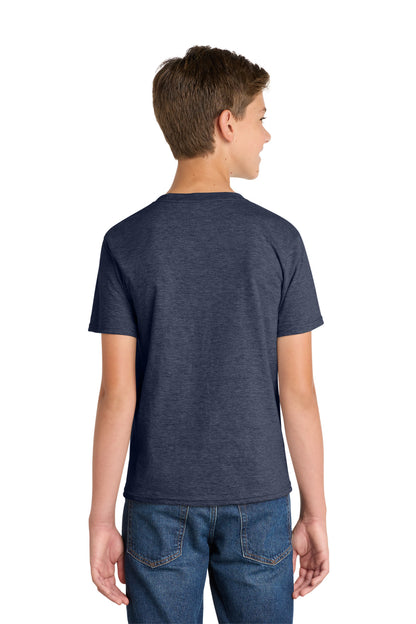 Heather Navy Port & Co Youth Fan Favorite Tee. PC450Y plain
