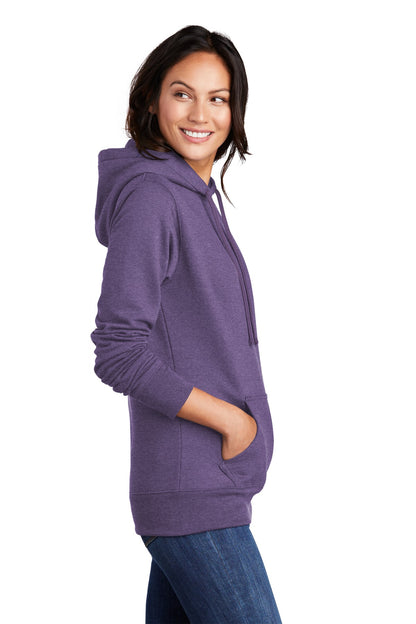 Heather Purple Port & Co Women's Core Fleece Pullover Hooded Sweatshirt LPC78H plain