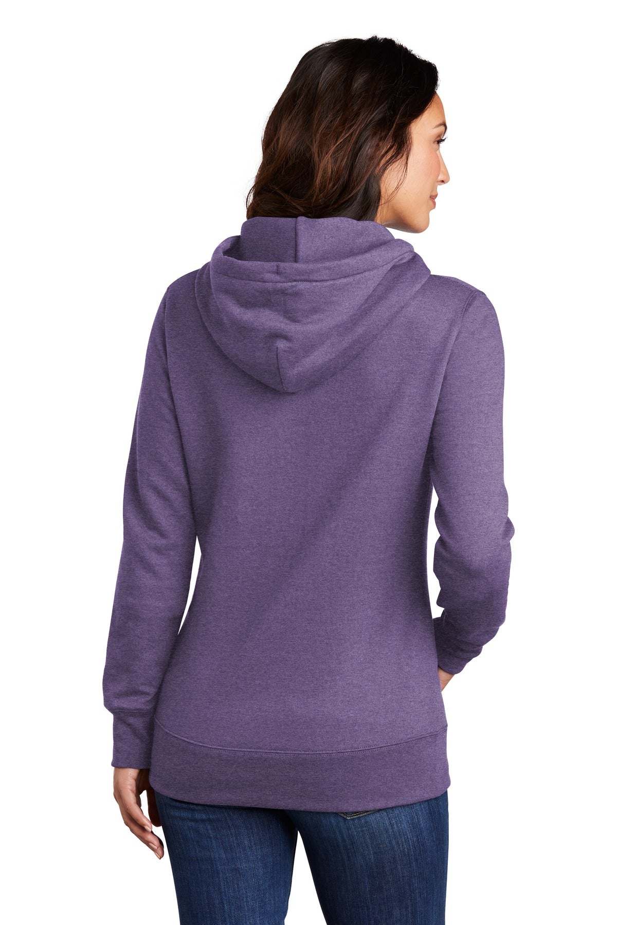Heather Purple Port & Co Women's Core Fleece Pullover Hooded Sweatshirt LPC78H plain