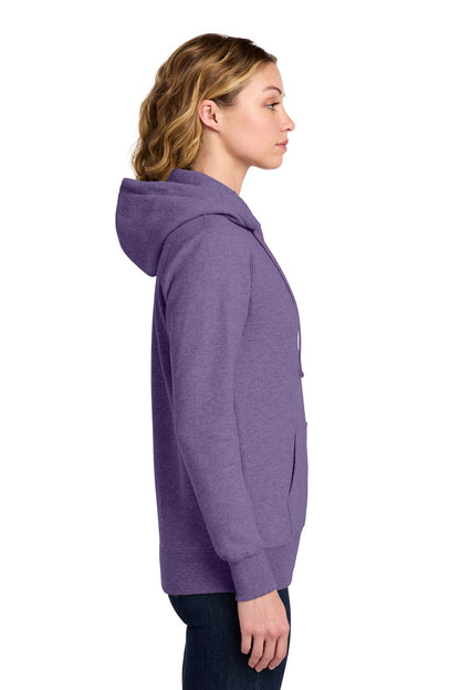 Heather Purple Port & Co Women's Core Fleece Pullover Hooded Sweatshirt LPC78H plain
