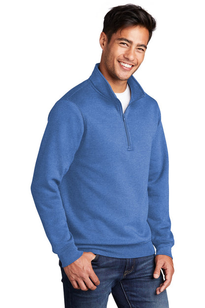 Heather Royal Port & Co Core Fleece 1/4-Zip Pullover Sweatshirt PC78Q
