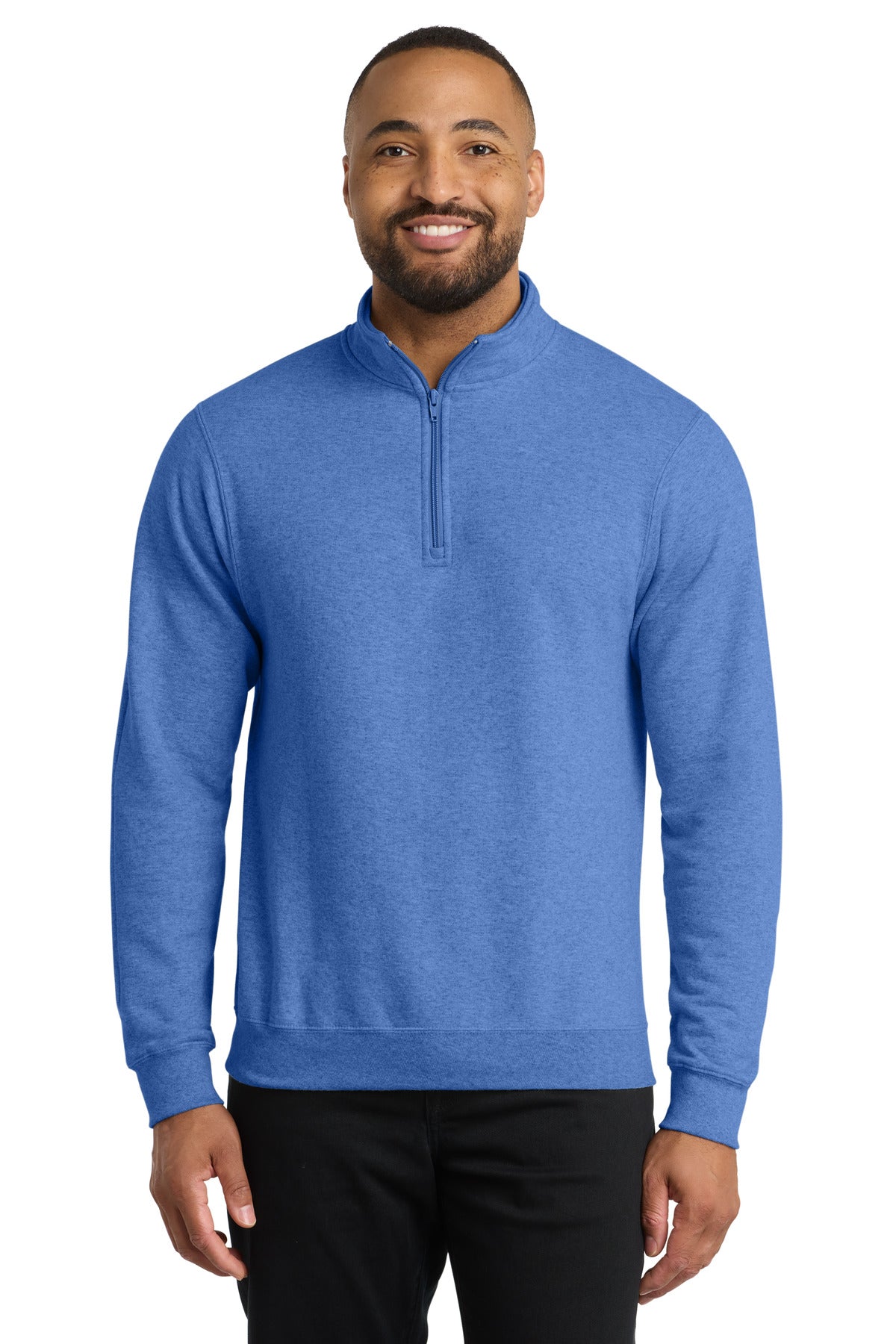 Heather Royal Port & Co Core Fleece 1/4-Zip Pullover Sweatshirt PC78Q