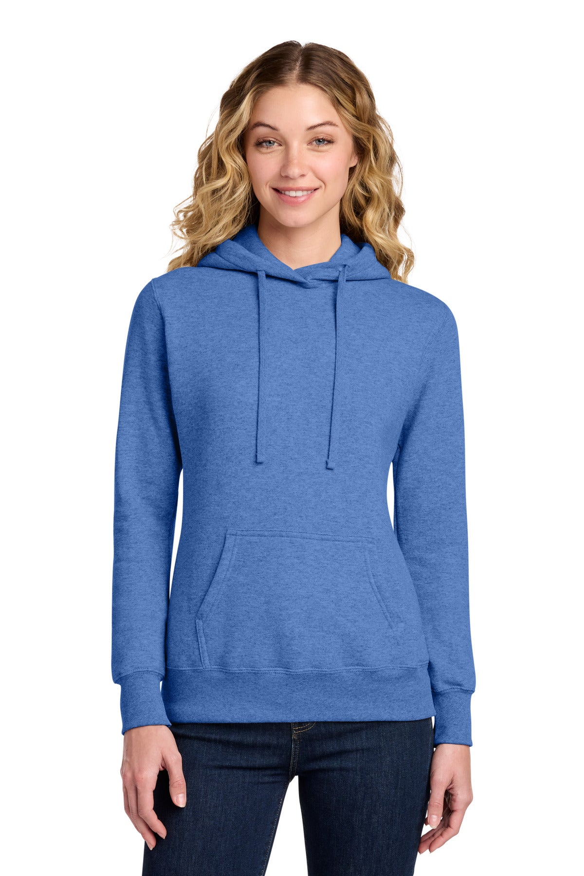 Heather Royal Port & Co Women's Core Fleece Pullover Hooded Sweatshirt LPC78H plain