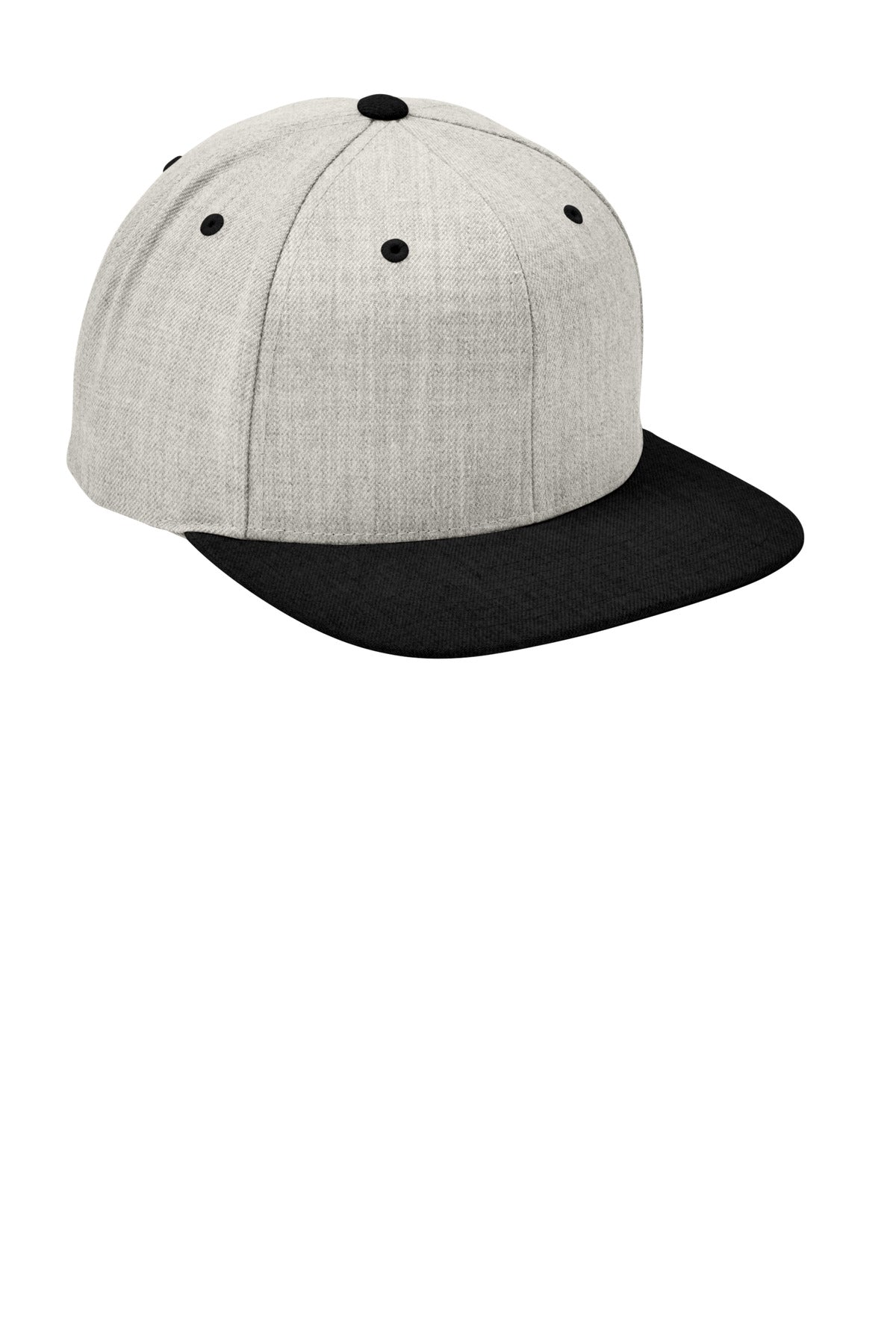Heather/Black Sport-Tek YP Classics Flat Bill Snapback Cap. STC19 plain