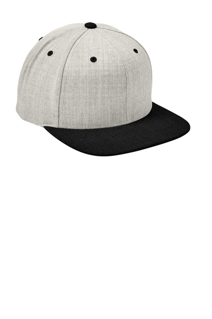 Heather/Black Sport-Tek YP Classics Flat Bill Snapback Cap. STC19 plain