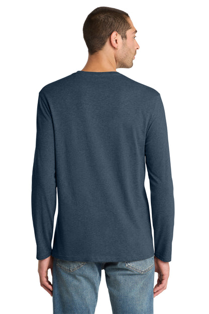 Heathered Navy District Perfect Weight Long Sleeve Tee. DT105 plain