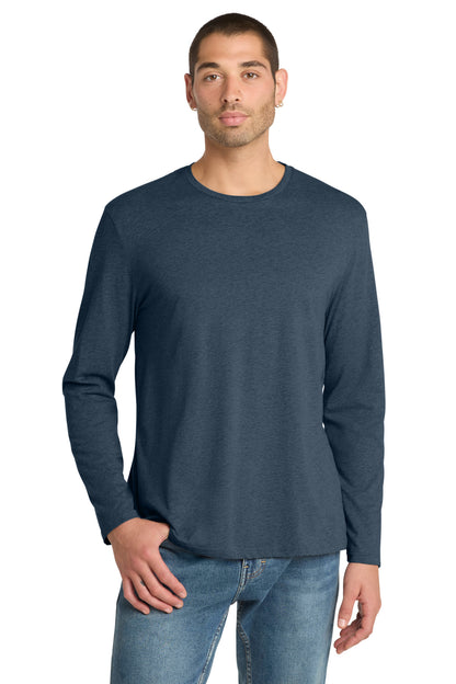 Heathered Navy District Perfect Weight Long Sleeve Tee. DT105 plain