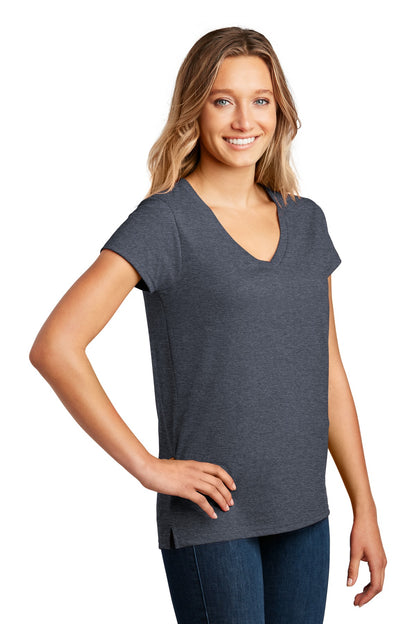 Heathered Navy District Women's Re-Tee V-Neck DT8001 plain