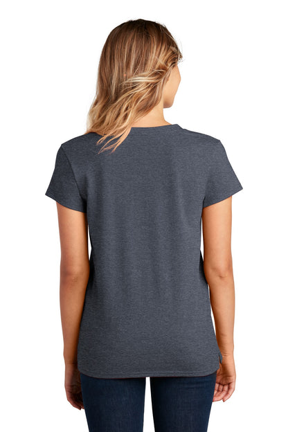 Heathered Navy District Women's Re-Tee V-Neck DT8001 plain